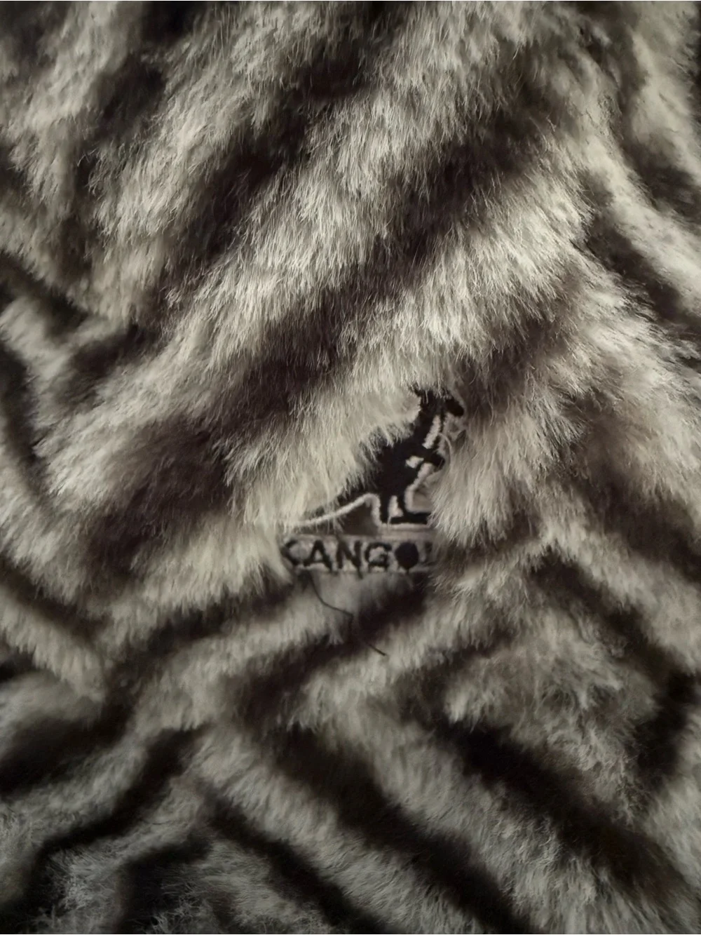 Kangol Faux-Fur Zebra-Stripe Bucket Hat in Gray and Black - small